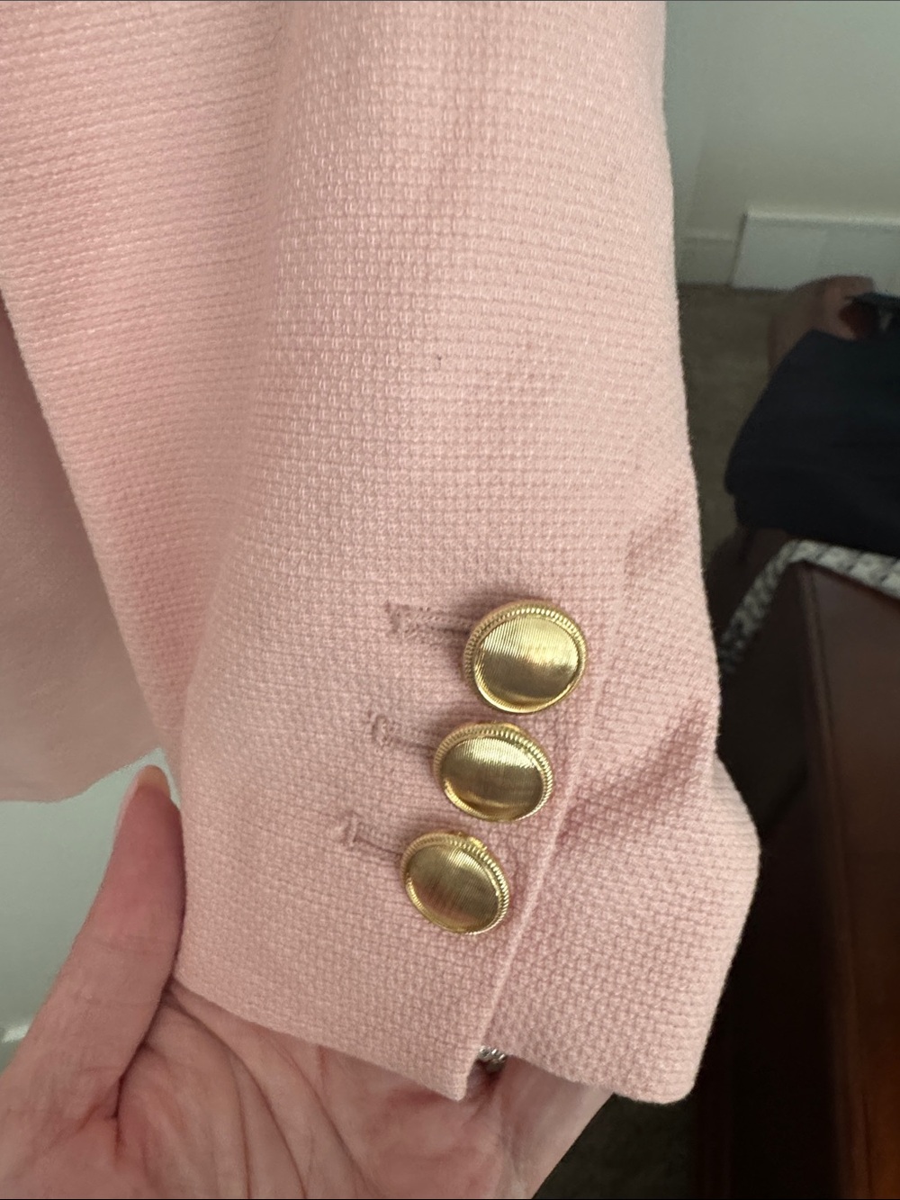 Talbots Blush Pink Double-Breasted Blazer with Gold Buttons - Picture 2 of 3